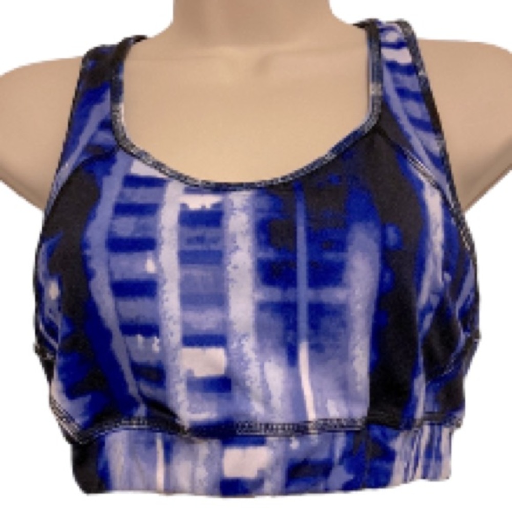 NEW YORK and company Racerback Peep Hole Blue White Tie Dye Sports Bra Large